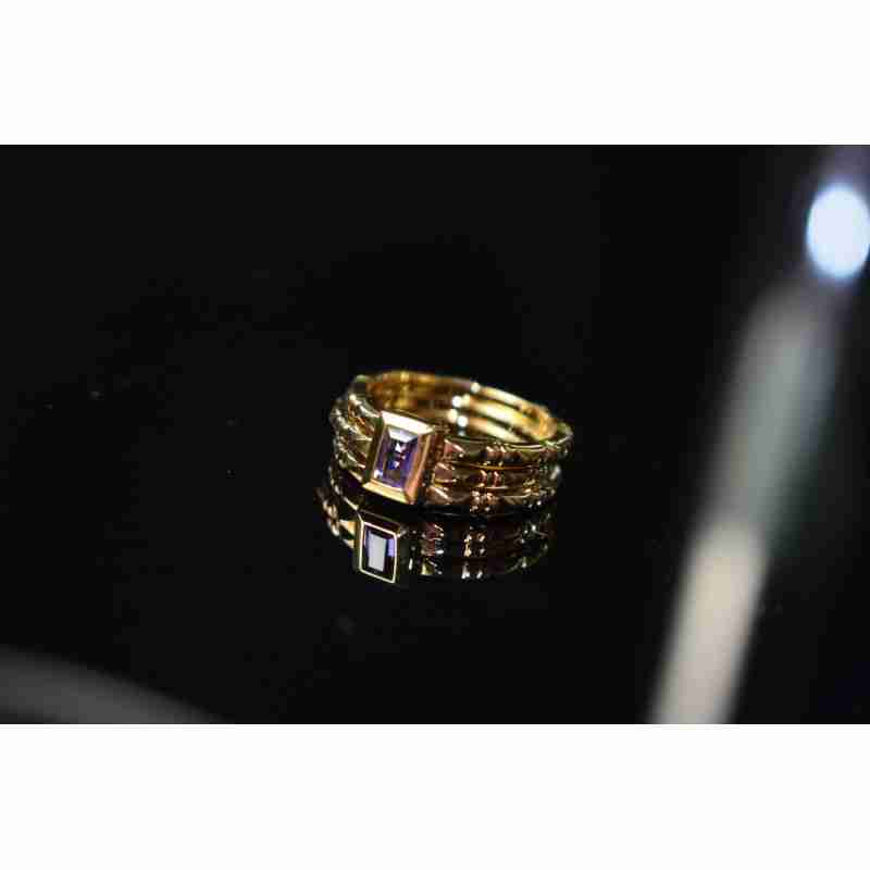 Sky Jewelry Тройное Серебряное кольцо в позолоте с Танзанитом 925 проба