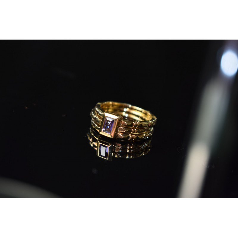 Sky Jewelry Тройное Серебряное кольцо в позолоте с Танзанитом 925 проба