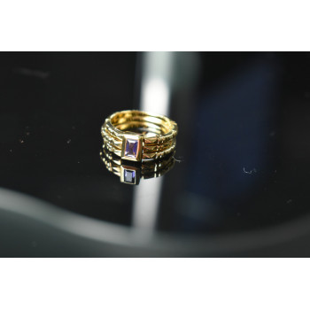 Sky Jewelry Тройное Серебряное кольцо в позолоте с Танзанитом 925 проба