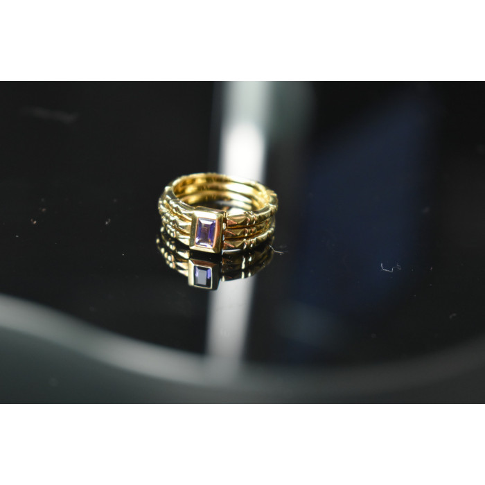 Sky Jewelry Тройное Серебряное кольцо в позолоте с Танзанитом 925 проба