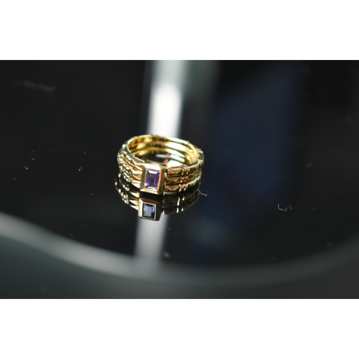 Sky Jewelry Тройное Серебряное кольцо в позолоте с Танзанитом 925 проба