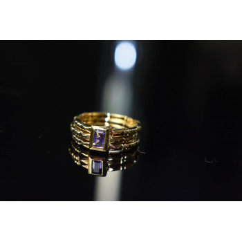 Sky Jewelry Тройное Серебряное кольцо в позолоте с Танзанитом 925 проба