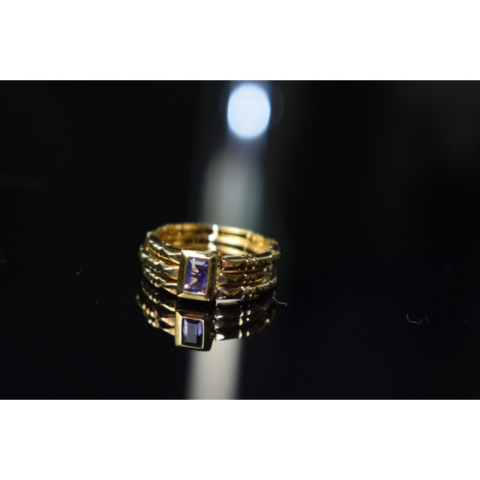 Sky Jewelry Тройное Серебряное кольцо в позолоте с Танзанитом 925 проба