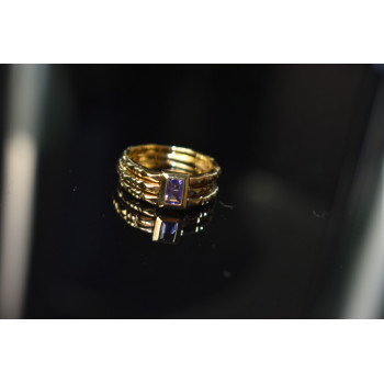 Sky Jewelry Тройное Серебряное кольцо в позолоте с Танзанитом 925 проба