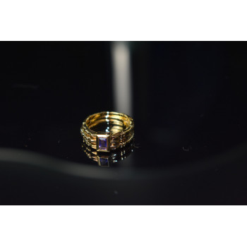 Sky Jewelry Тройное Серебряное кольцо в позолоте с Танзанитом 925 проба