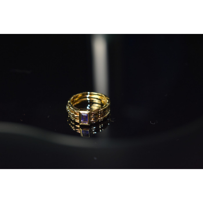 Sky Jewelry Тройное Серебряное кольцо в позолоте с Танзанитом 925 проба