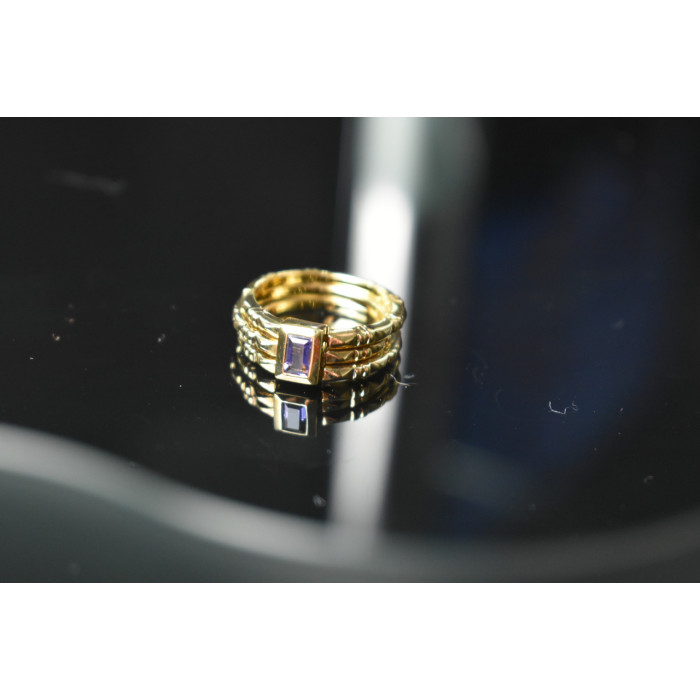 Sky Jewelry Тройное Серебряное кольцо в позолоте с Танзанитом 925 проба