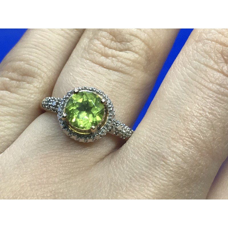 Sky Jewelry Серебряное кольцо (позолота) с камнем Перидот