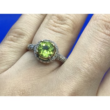 Sky Jewelry Серебряное кольцо (позолота) с камнем Перидот