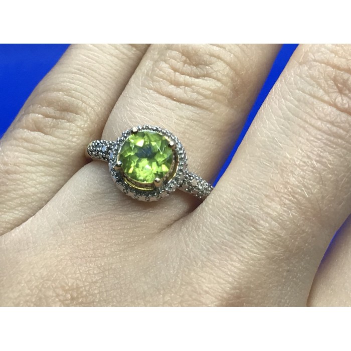 Sky Jewelry Серебряное кольцо (позолота) с камнем Перидот