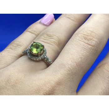 Sky Jewelry Серебряное кольцо (позолота) с камнем Перидот