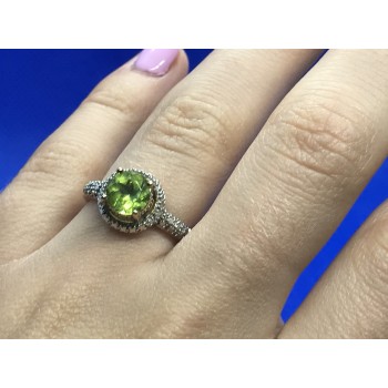 Sky Jewelry Серебряное кольцо (позолота) с камнем Перидот