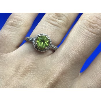 Sky Jewelry Серебряное кольцо (позолота) с камнем Перидот