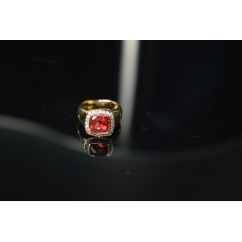 Sky Jewelry Серебряное кольцо в позолоте с камнем Шпинель и Фианитами