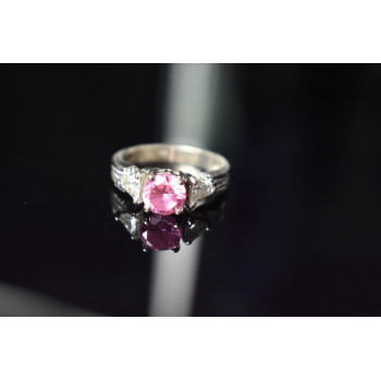 Sky Jewelry Серебряное кольцо с Морганитом и Фианитами