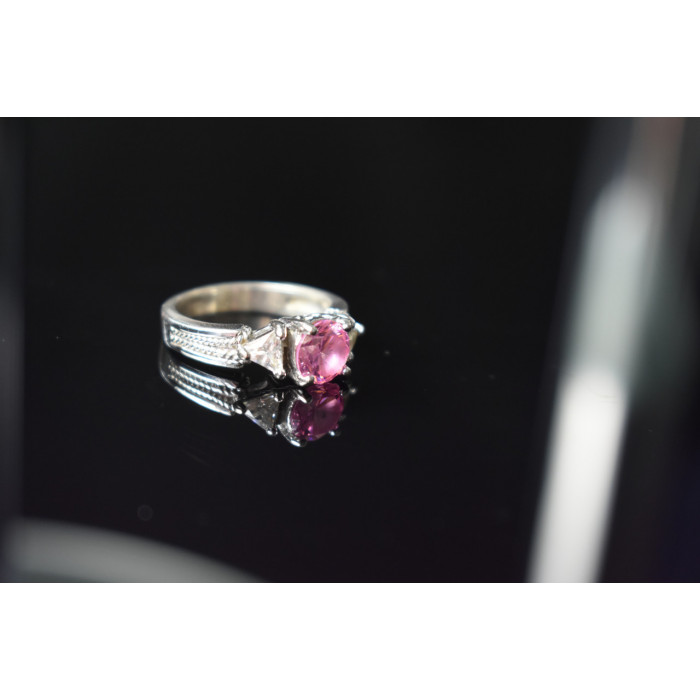 Sky Jewelry Серебряное кольцо с Морганитом и Фианитами