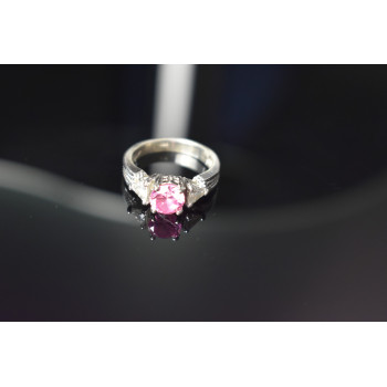 Sky Jewelry Серебряное кольцо с Морганитом и Фианитами