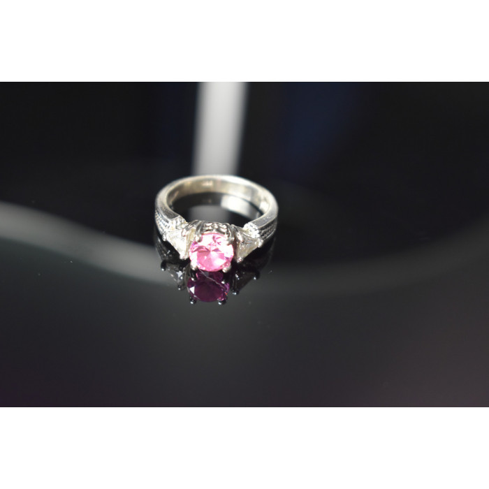 Sky Jewelry Серебряное кольцо с Морганитом и Фианитами