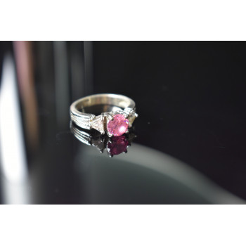 Sky Jewelry Серебряное кольцо с Морганитом и Фианитами