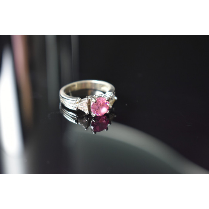 Sky Jewelry Серебряное кольцо с Морганитом и Фианитами