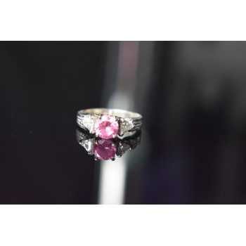 Sky Jewelry Серебряное кольцо с Морганитом и Фианитами