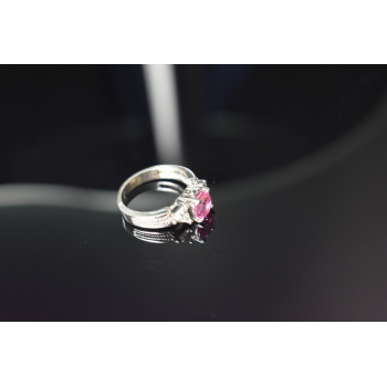 Sky Jewelry Серебряное кольцо с Морганитом и Фианитами