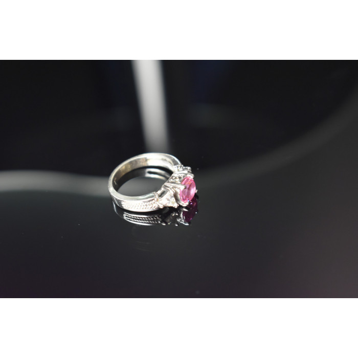 Sky Jewelry Серебряное кольцо с Морганитом и Фианитами