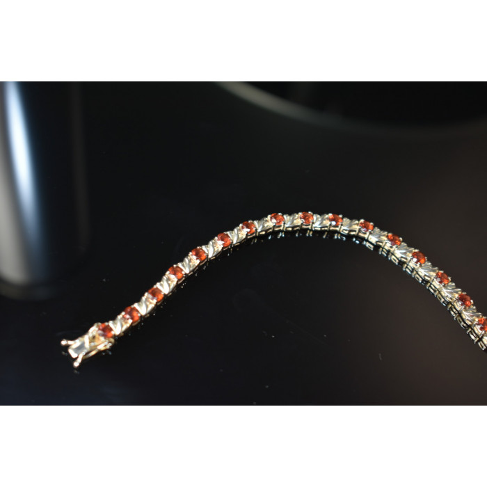 Sky Jewelry Серебряный браслет 925 проба с камнями Спессартин