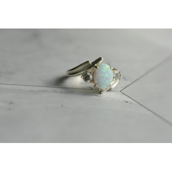 Sky Jewelry Серебряное кольцо с Опалом и Фианитами