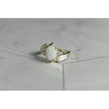 Sky Jewelry Серебряное кольцо с Опалом и Фианитами
