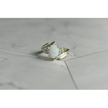 Sky Jewelry Серебряное кольцо с Опалом и Фианитами
