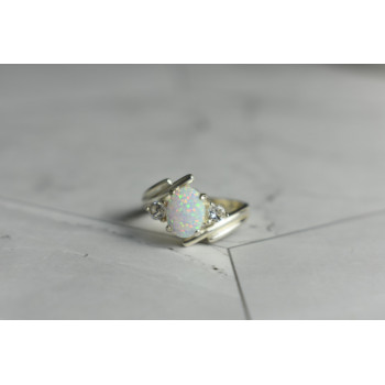 Sky Jewelry Серебряное кольцо с Опалом и Фианитами