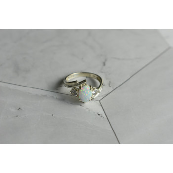 Sky Jewelry Серебряное кольцо с Опалом и Фианитами