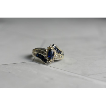 Sky Jewelry Серебряное кольцо 925 проба с синим и белым Сапфиром