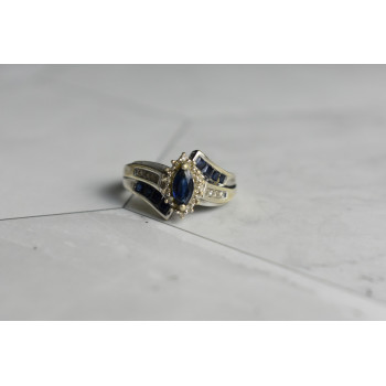 Sky Jewelry Серебряное кольцо 925 проба с синим и белым Сапфиром