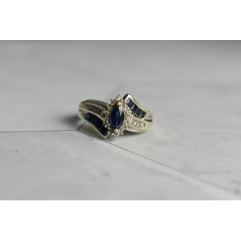 Sky Jewelry Серебряное кольцо 925 проба с синим и белым Сапфиром