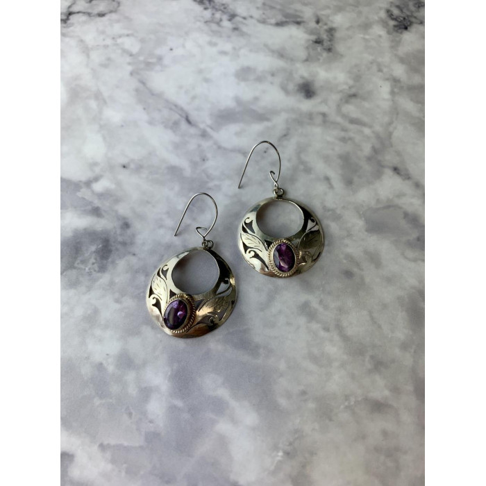 Sky Jewelry Винтажные Серебряные Серьги с Аметистом