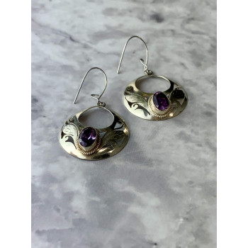 Sky Jewelry Винтажные Серебряные Серьги с Аметистом