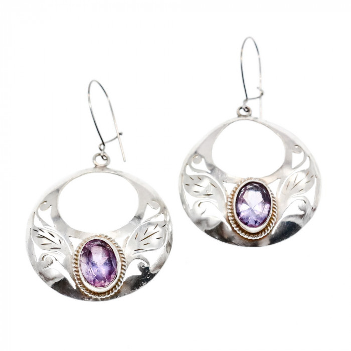 Sky Jewelry Винтажные Серебряные Серьги с Аметистом
