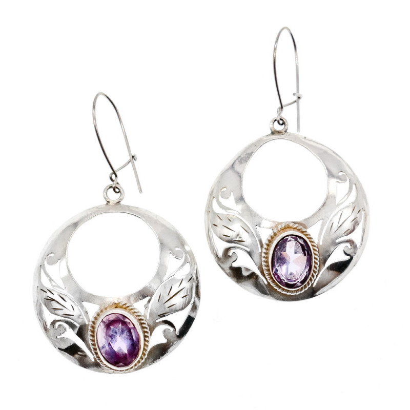 Sky Jewelry Винтажные Серебряные Серьги с Аметистом
