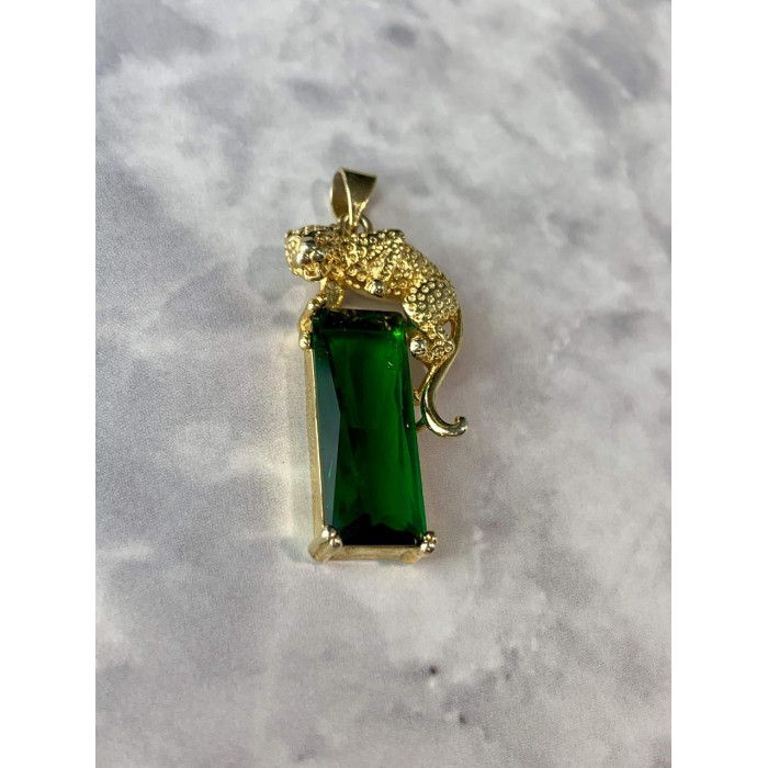 Sky Jewelry Серебряный кулон в позолоте 925 проба с Изумрудом  *Пантера