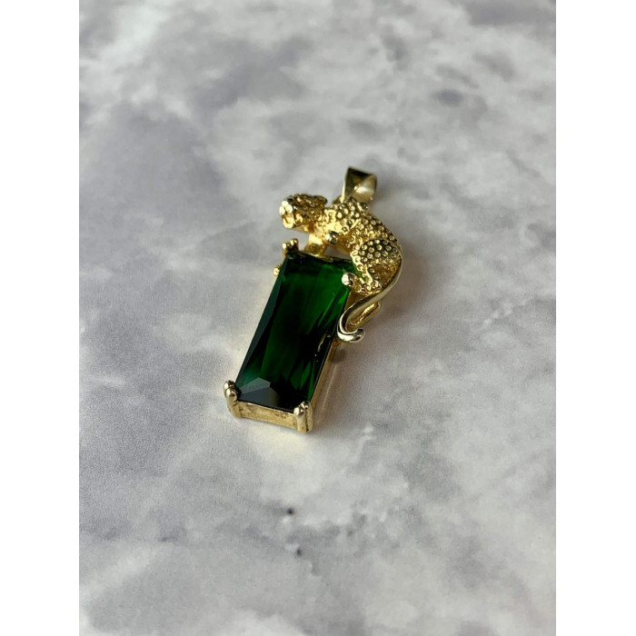 Sky Jewelry Серебряный кулон в позолоте 925 проба с Изумрудом  *Пантера