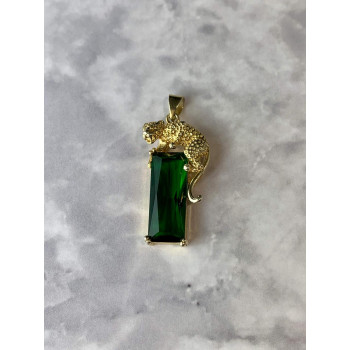 Sky Jewelry Серебряный кулон в позолоте 925 проба с Изумрудом  *Пантера