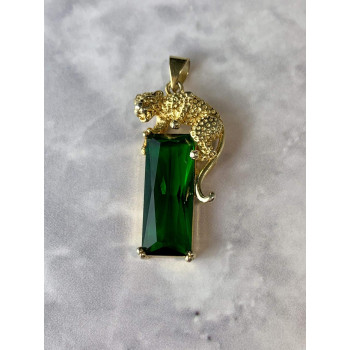 Sky Jewelry Серебряный кулон в позолоте 925 проба с Изумрудом  *Пантера