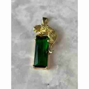 Sky Jewelry Серебряный кулон в позолоте 925 проба с Изумрудом  *Пантера
