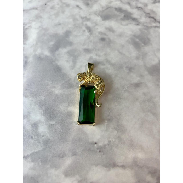 Sky Jewelry Серебряный кулон в позолоте 925 проба с Изумрудом  *Пантера
