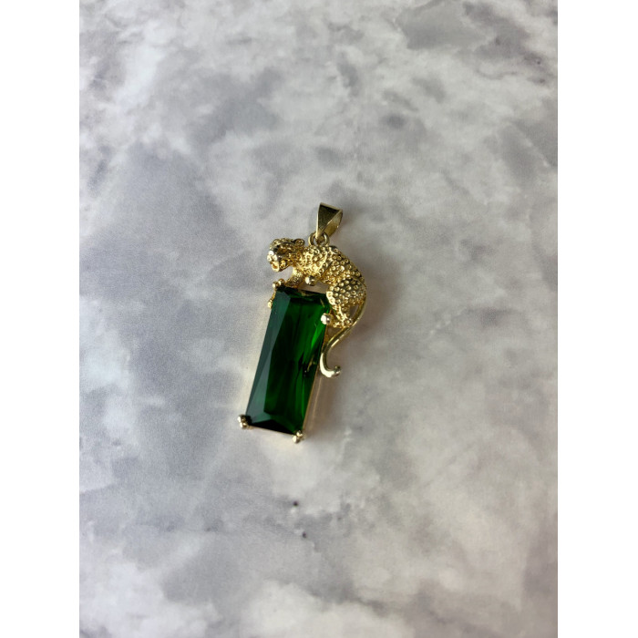 Sky Jewelry Серебряный кулон в позолоте 925 проба с Изумрудом  *Пантера