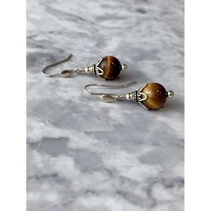 Sky Jewelry Винтажные Серебряные серьги с Агатом