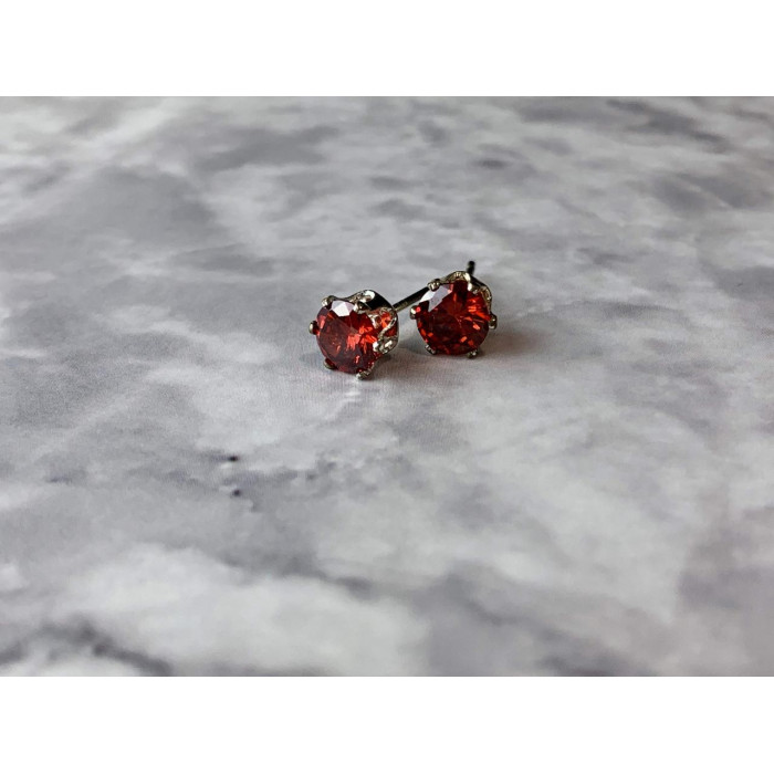 Sky Jewelry Серебряные серьги-гвоздики с камнем Спессартин