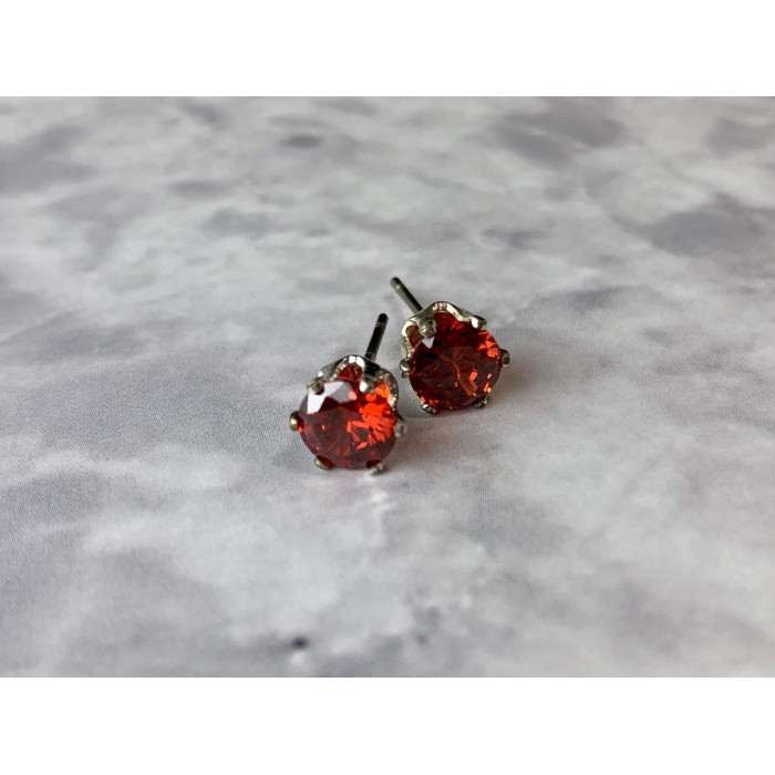 Sky Jewelry Серебряные серьги-гвоздики с камнем Спессартин